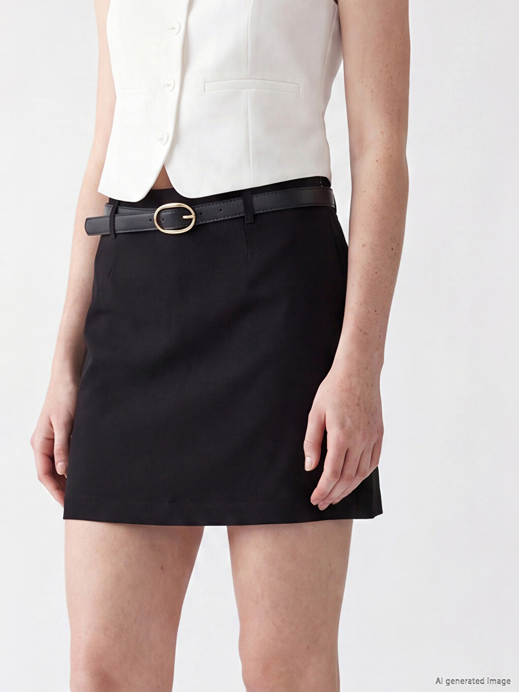 A Form Belt Detailed Mini Skirt-2