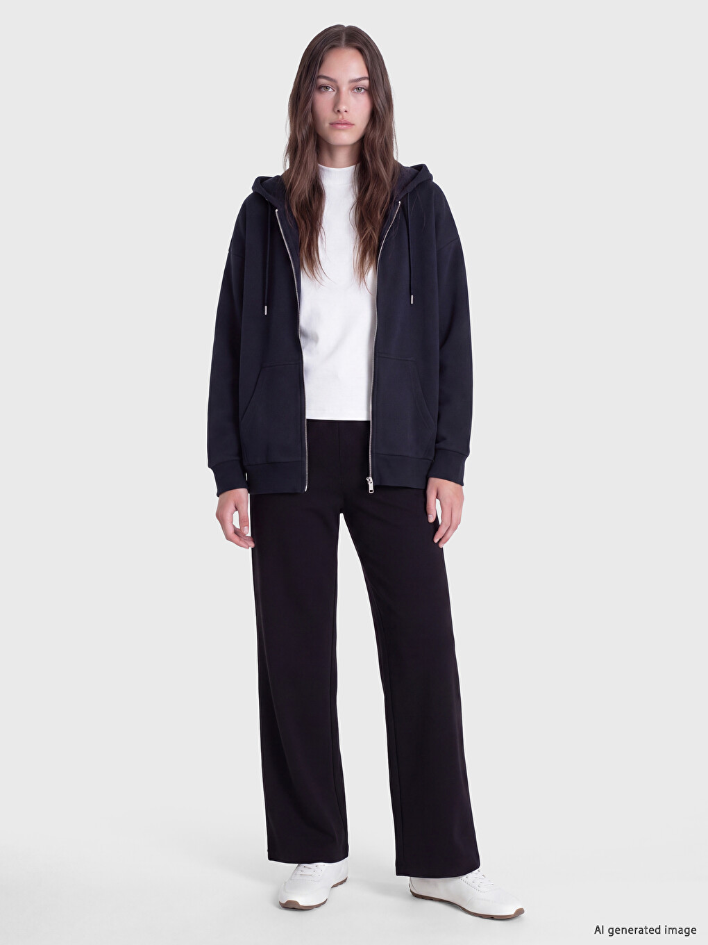 Hooded Oversize Women's Thick Zippered Sweatshirt-1