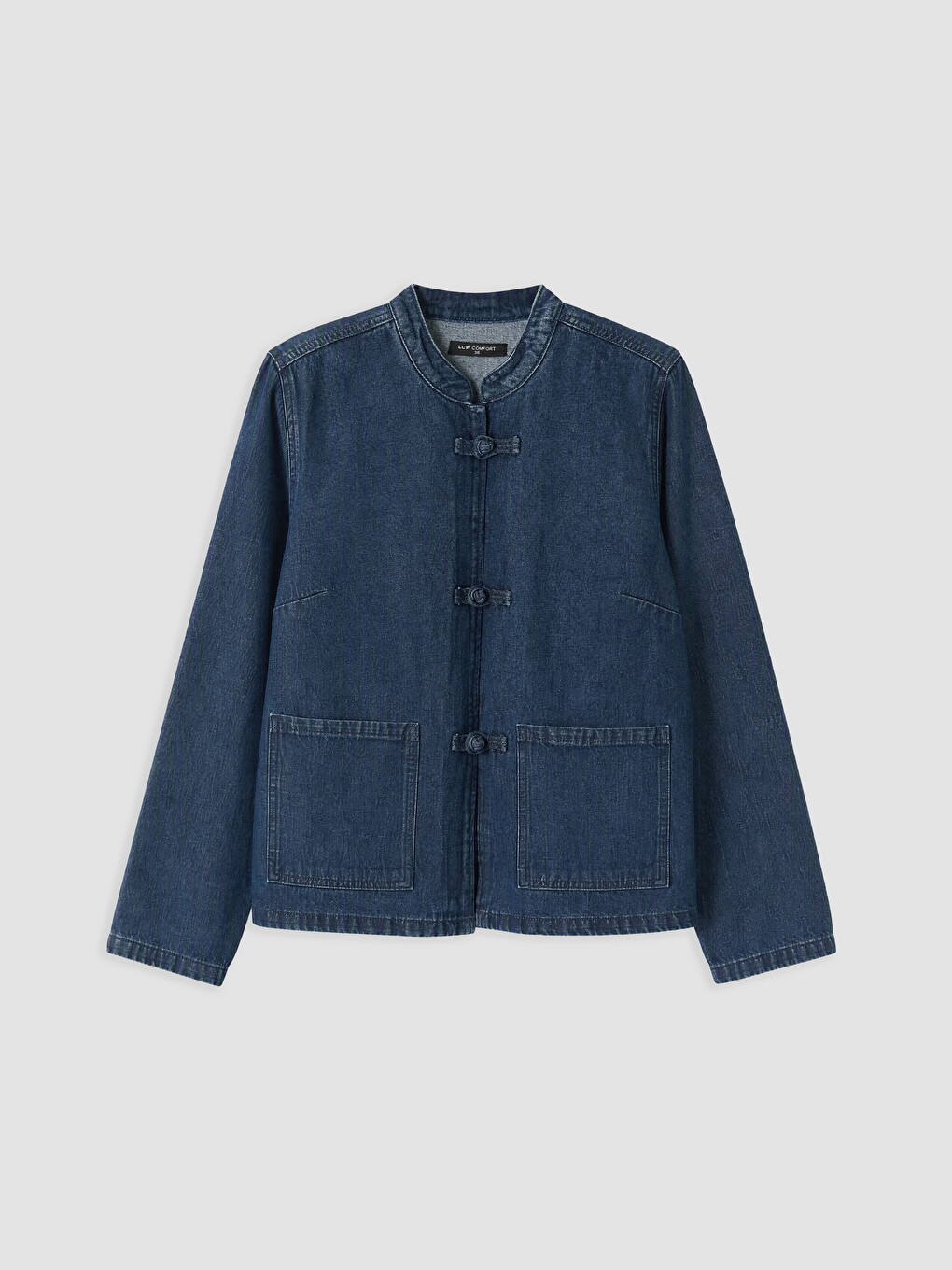 Grandad Collar Women's Jean Jacket-4