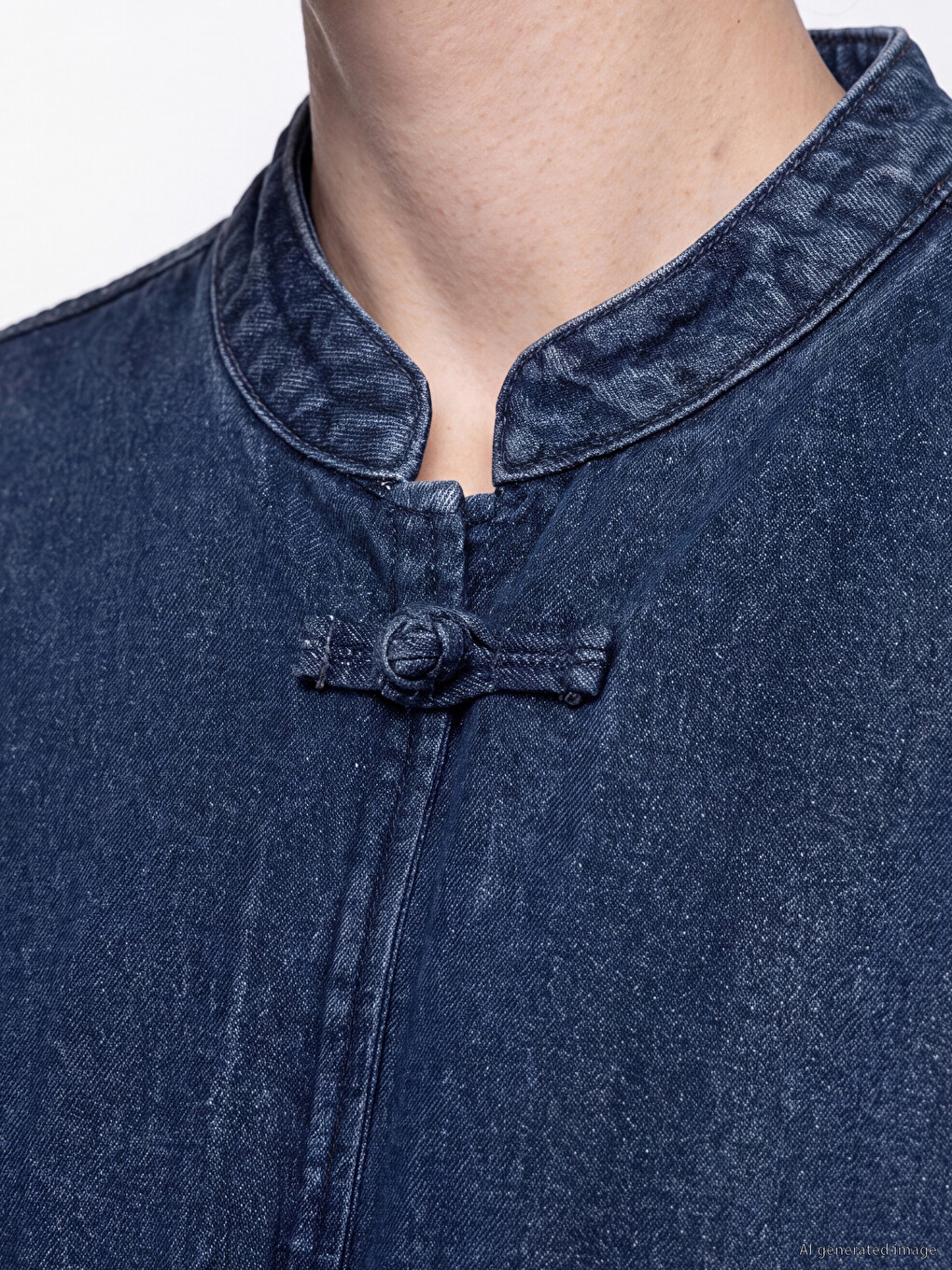 Grandad Collar Women's Jean Jacket-2