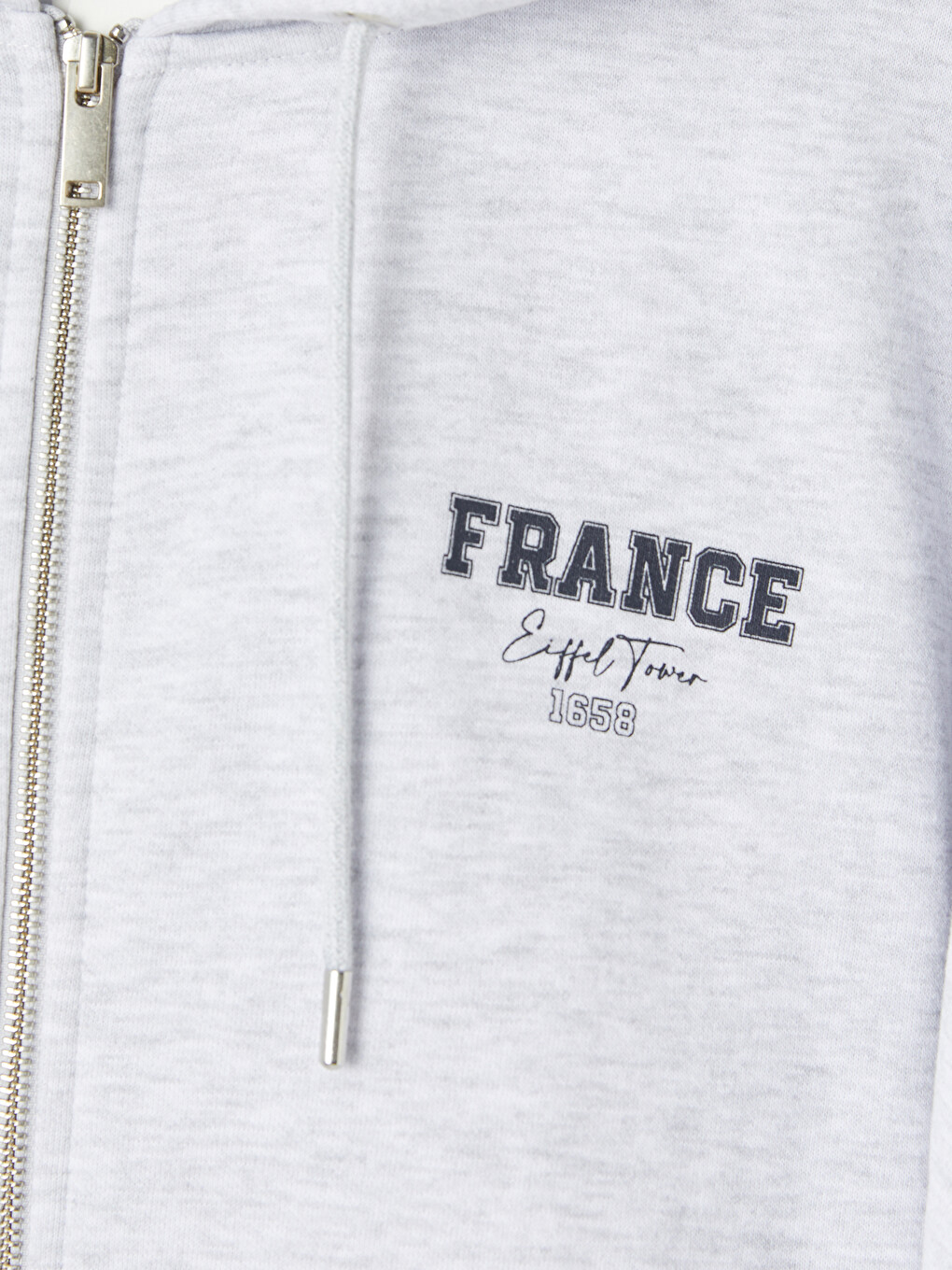 Gri Kapüşonlu Oversize Kadın Kalın Fermuarlı Sweatshirt-5