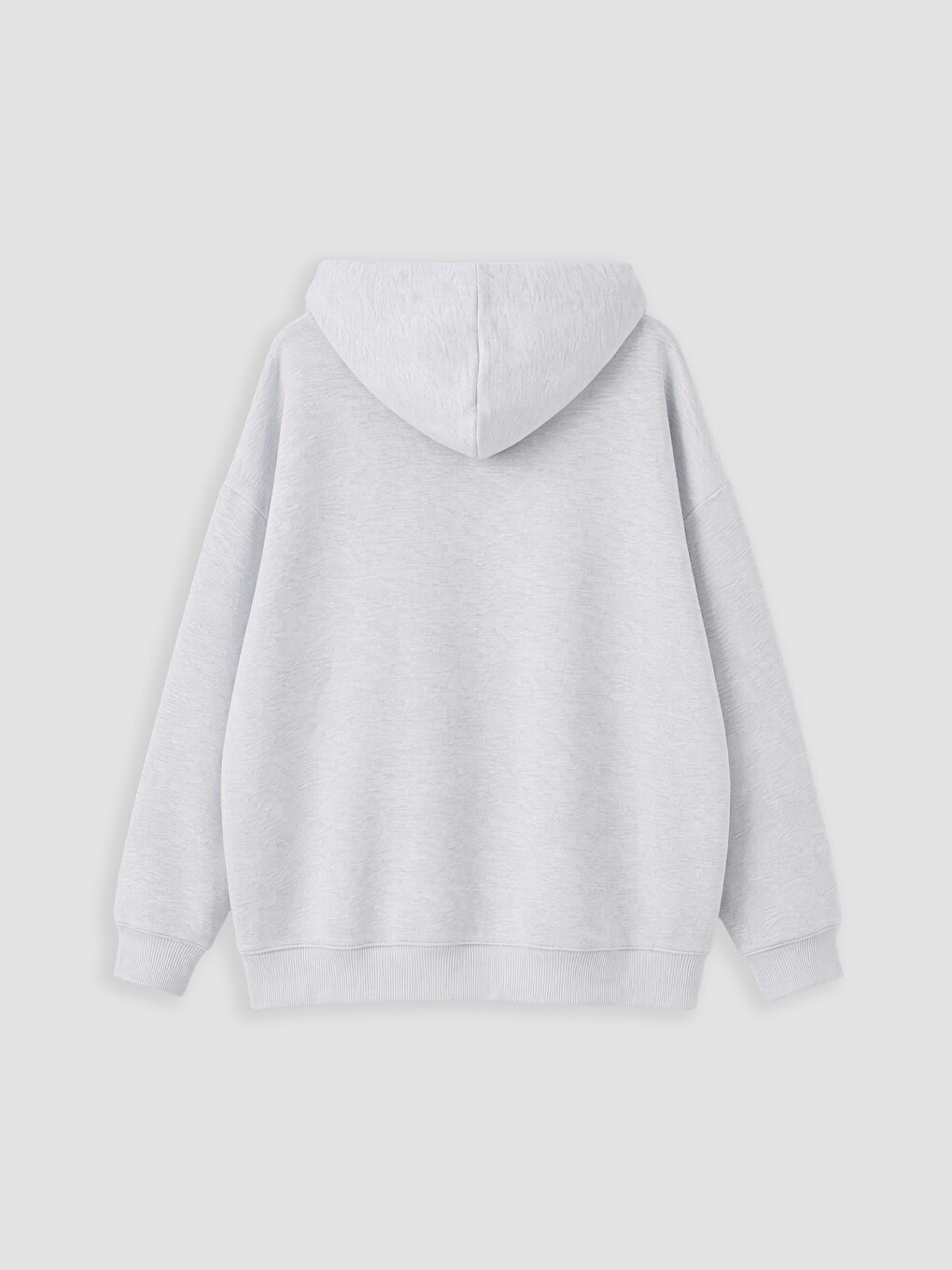 Gri Kapüşonlu Oversize Kadın Kalın Fermuarlı Sweatshirt-6