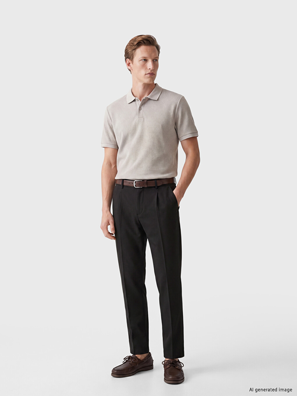 Kahverengi Regular Fit Erkek Pileli Pantolon-1