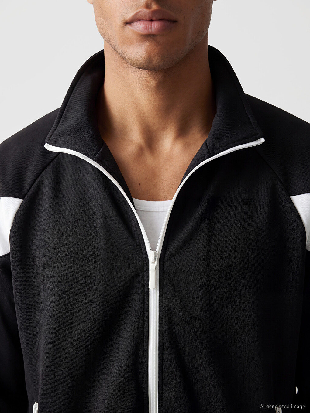 Mock Neck Men's Zip-up Sweatshirt-2