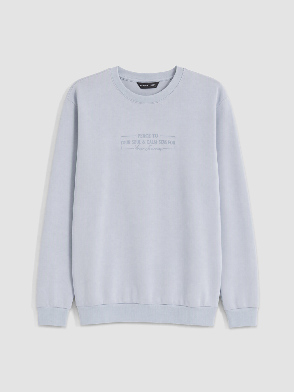 Mavi Bisiklet Yaka Baskılı Erkek Sweatshirt