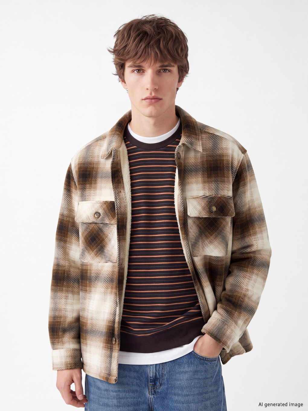 Plaid Patterned Men's Shirt Jacket