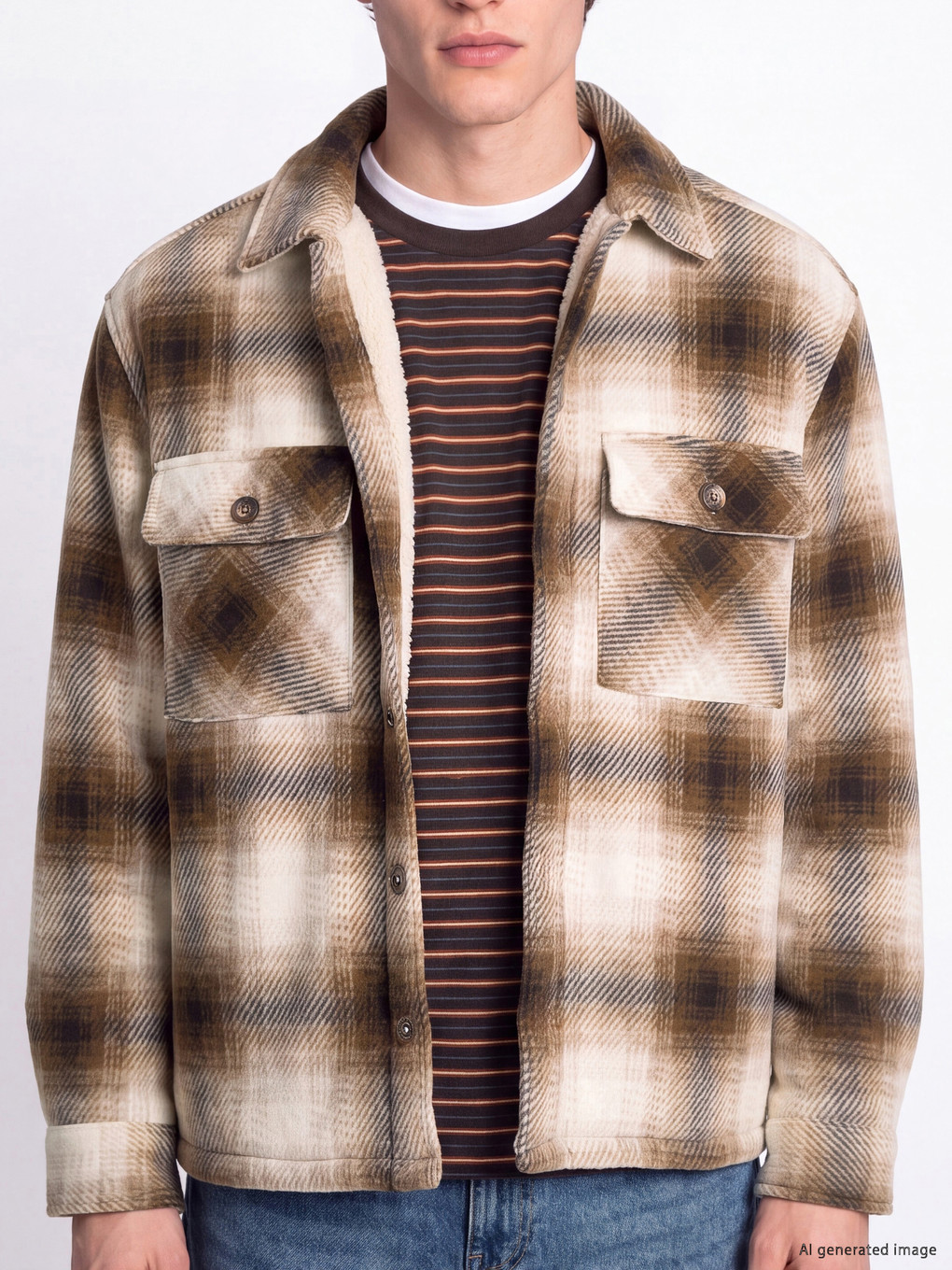 Plaid Patterned Men's Shirt Jacket-2