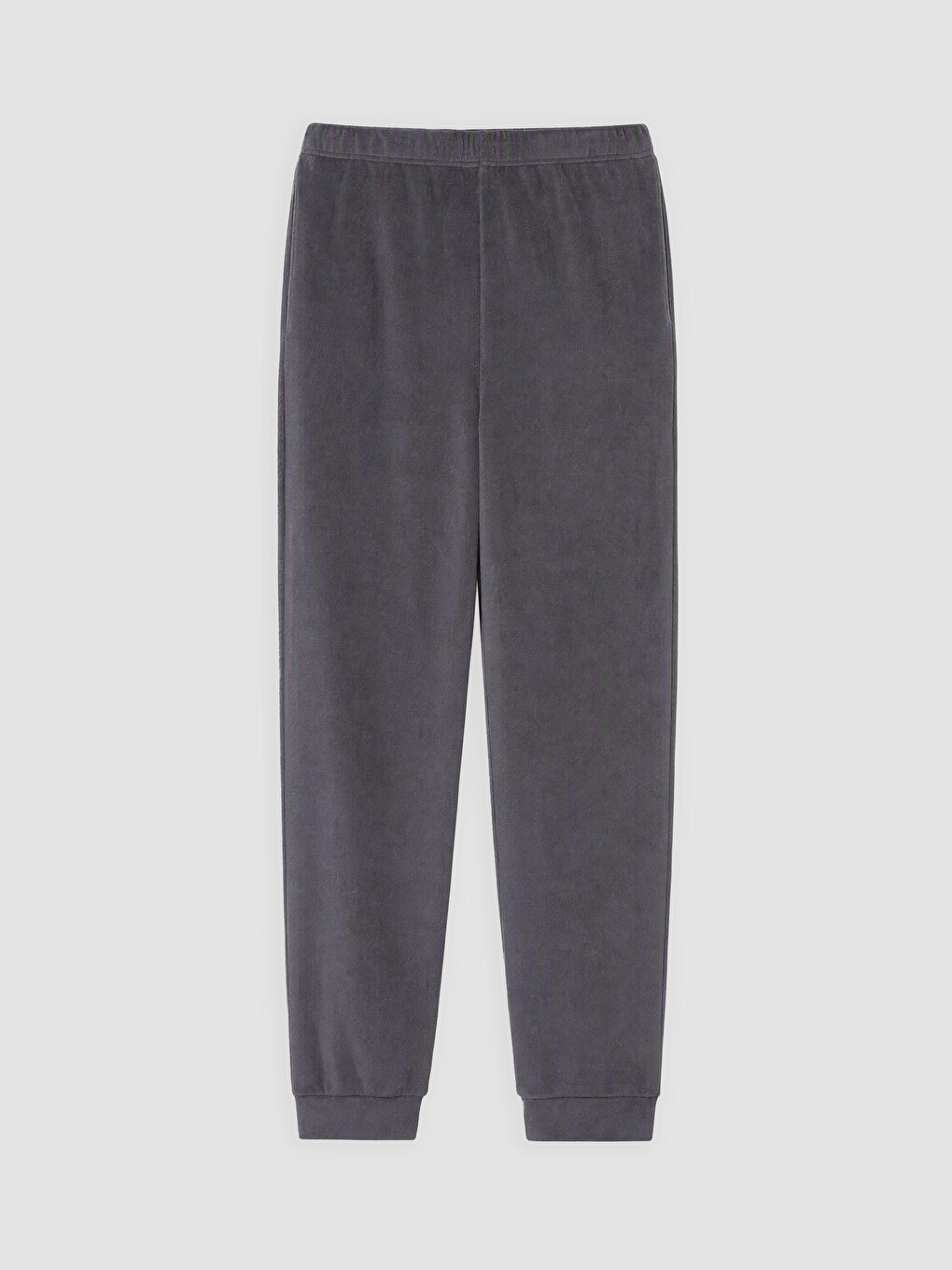 Gri Bisiklet Yaka Kız Çocuk Kadife Pijama Takımı-2