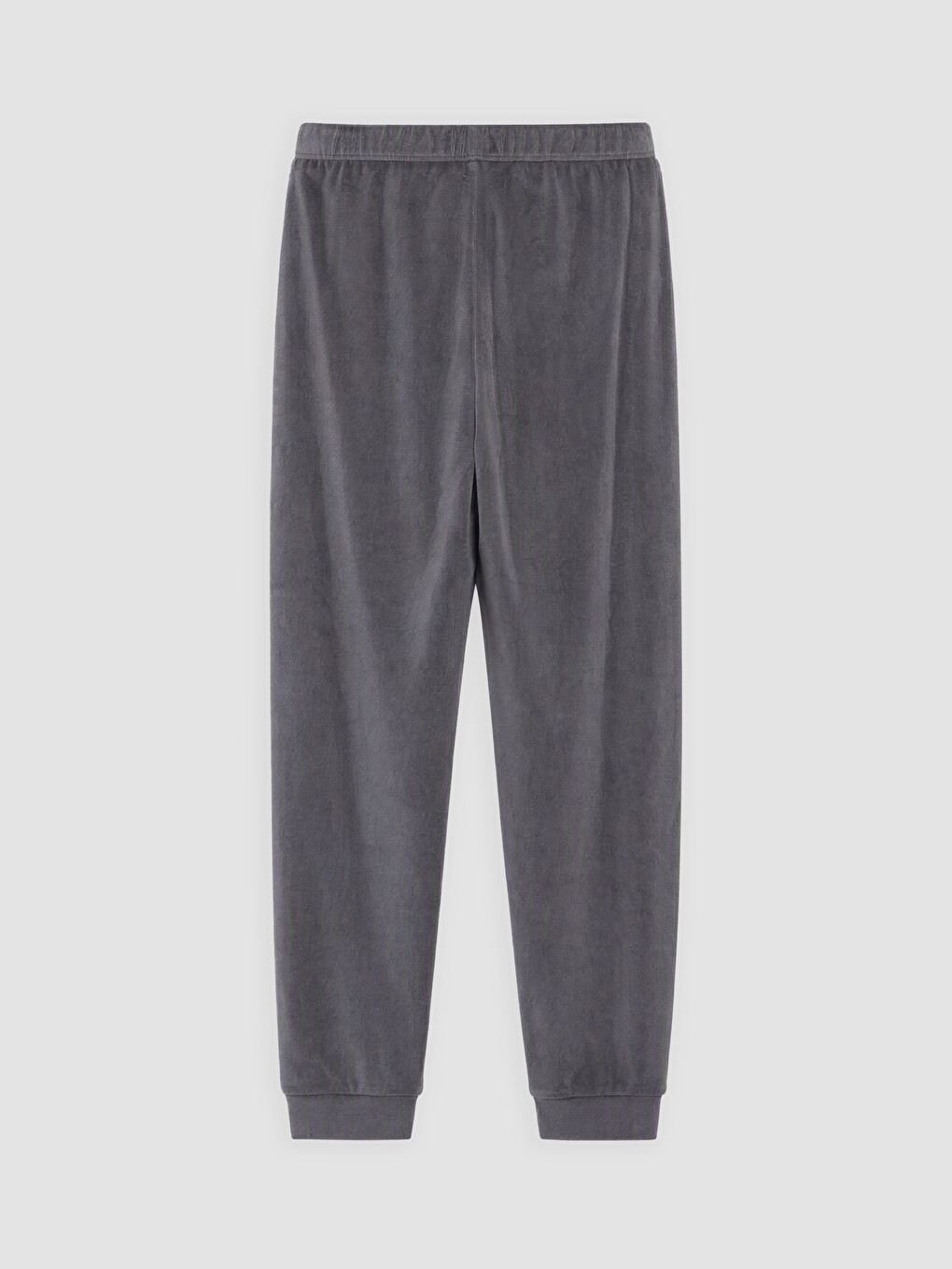 Gri Bisiklet Yaka Kız Çocuk Kadife Pijama Takımı-4