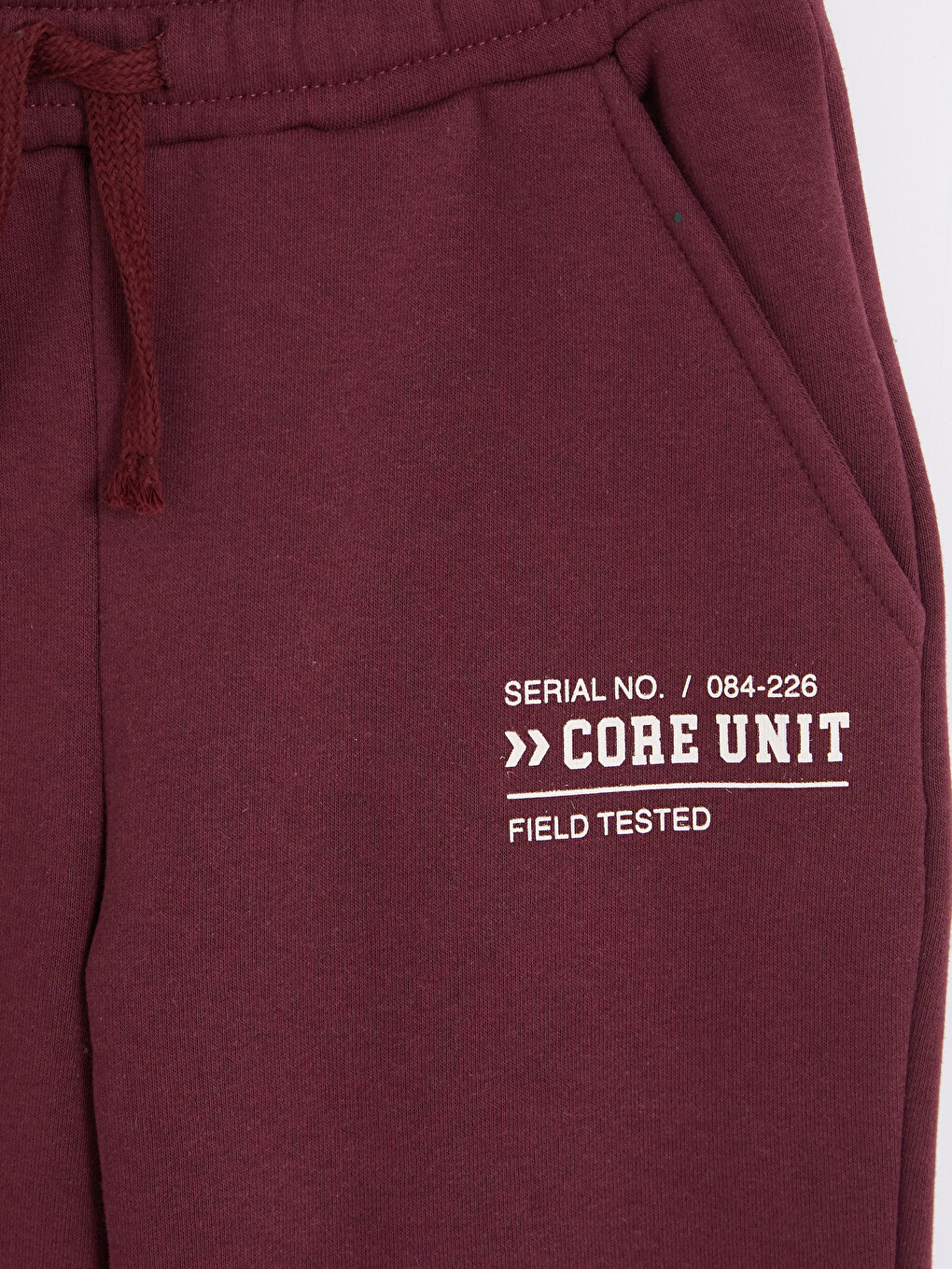 Bordo Erkek Çocuk Kalın Jogger Eşofman Altı-2
