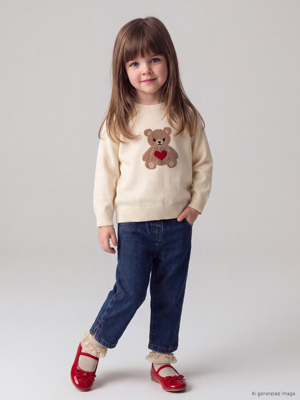  Ensemble Bébé Fille Brodé Ours