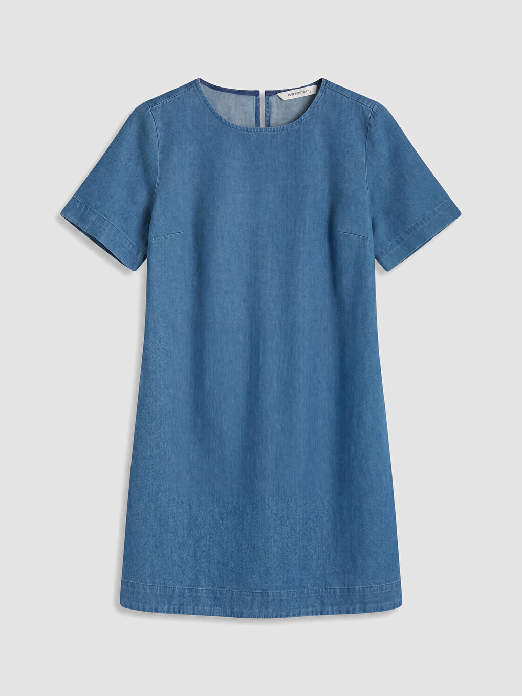 İndigo Bisiklet Yaka Mini Jean Elbise