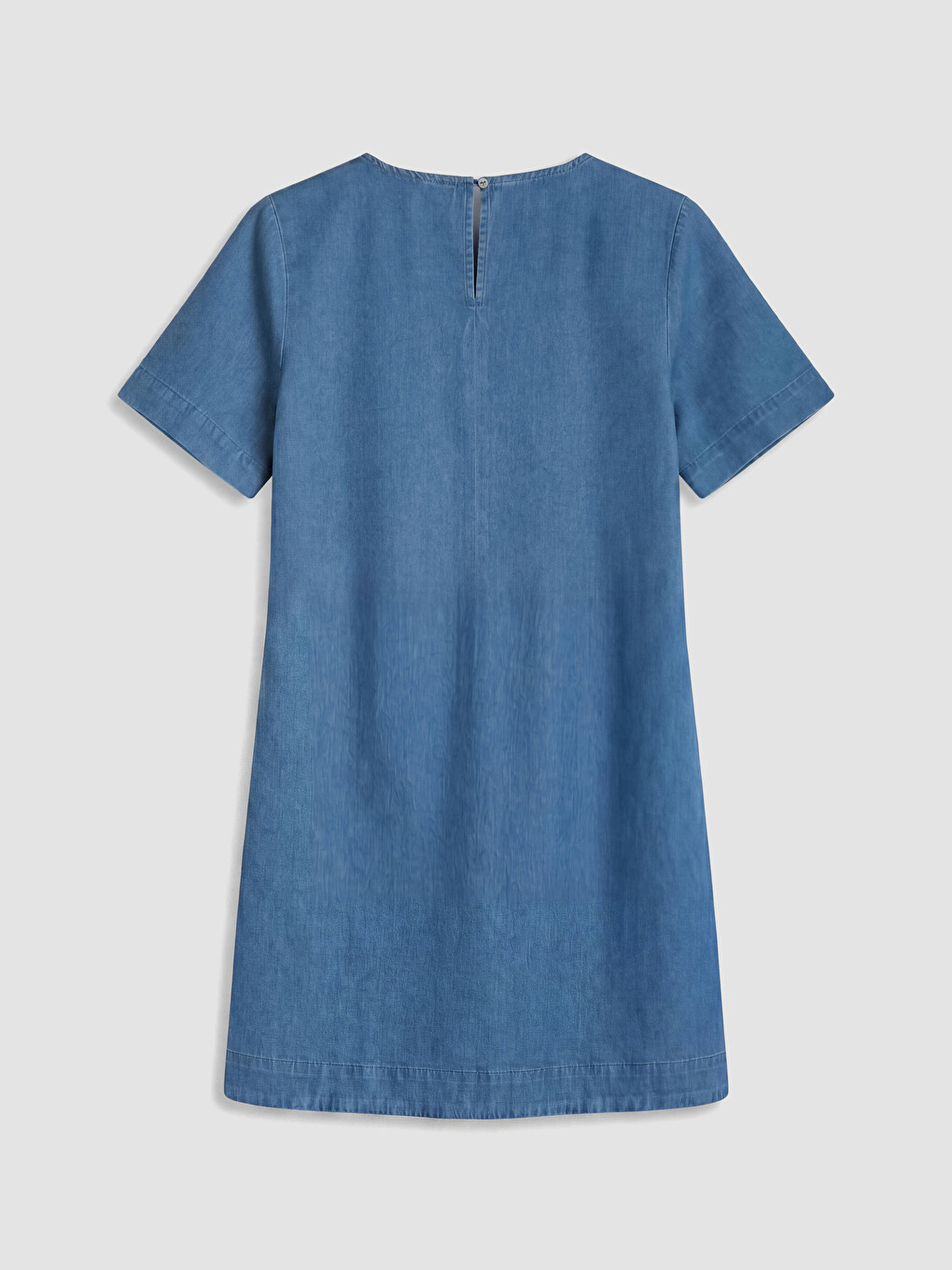 İndigo Bisiklet Yaka Mini Jean Elbise-2