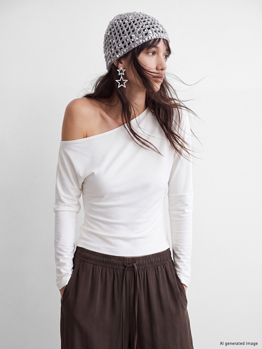 Slash Neck Modal Blend Women's T-shirt