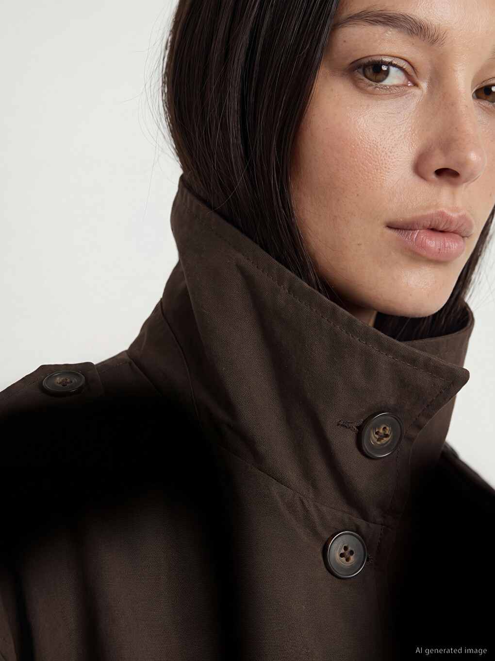 Kahverengi Kuşaklı Oversize Kadın Trençkot-2