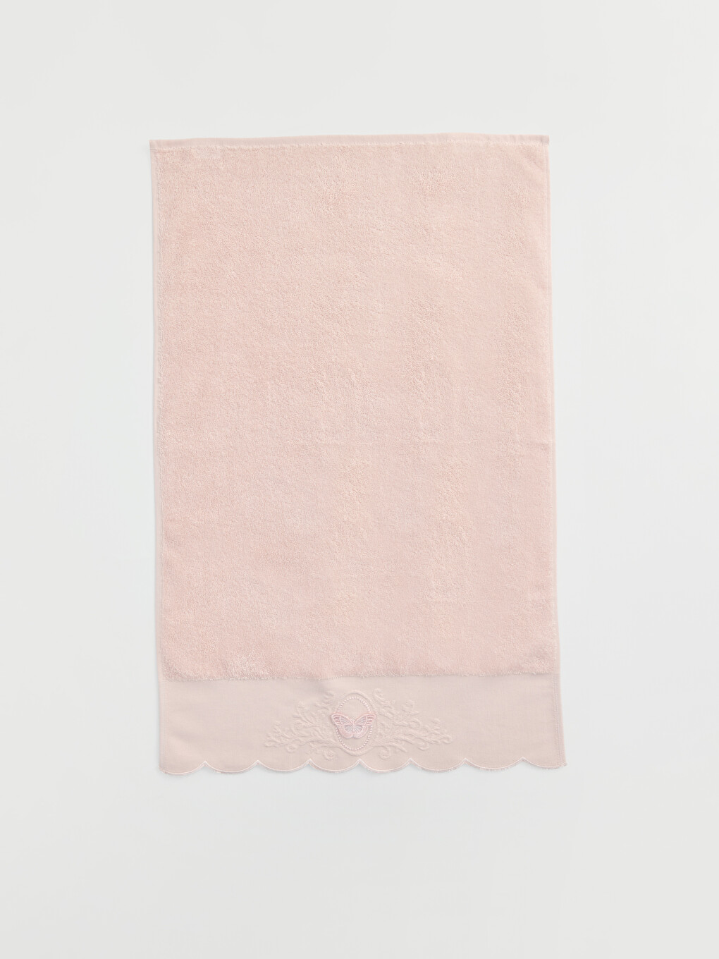 Pembe Kelebek Nakışlı Pamuklu Yüz Havlusu 50x80 Cm-1