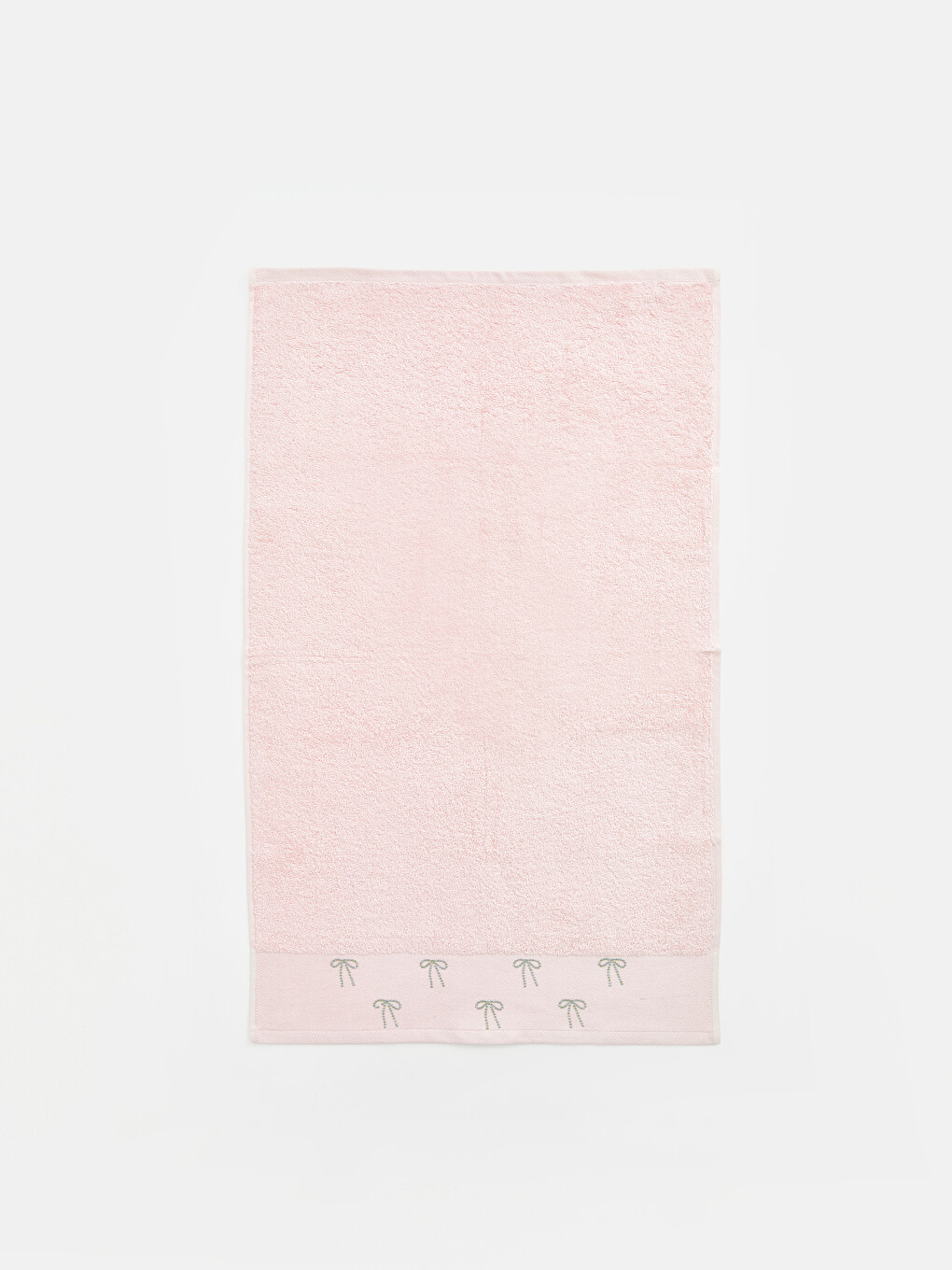 Pembe Fiyonk Desenli Bordür Detaylı Pamuklu Yüz Havlusu 50x80 Cm-1