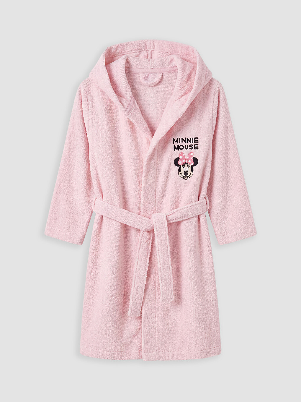 Pembe Minnie Mouse Baskılı Kız Çocuk Bornoz