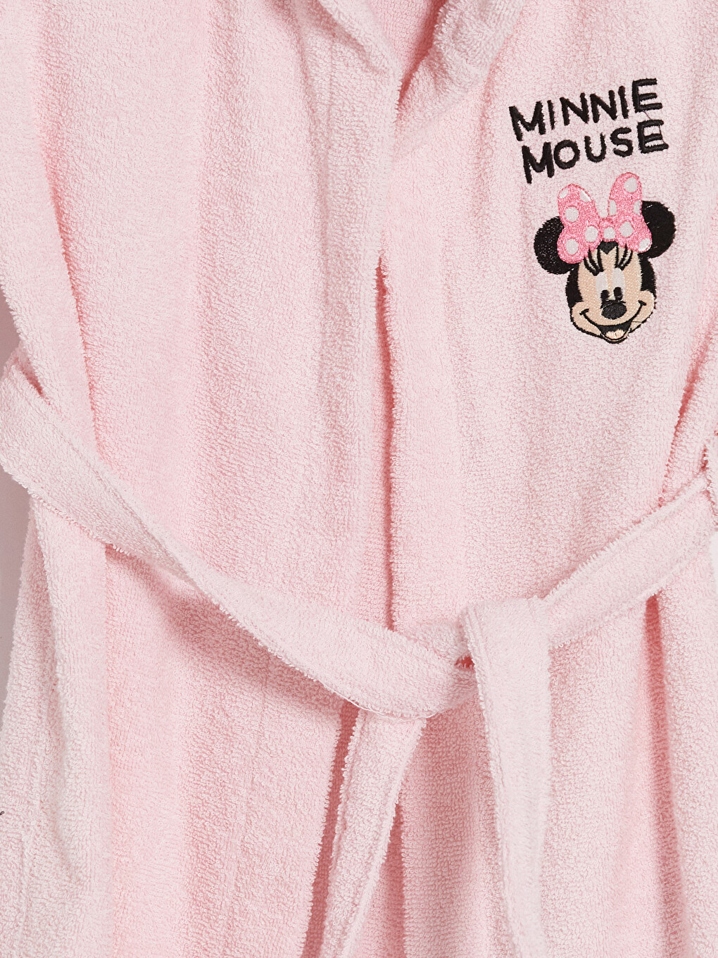Pembe Minnie Mouse Baskılı Kız Çocuk Bornoz-1