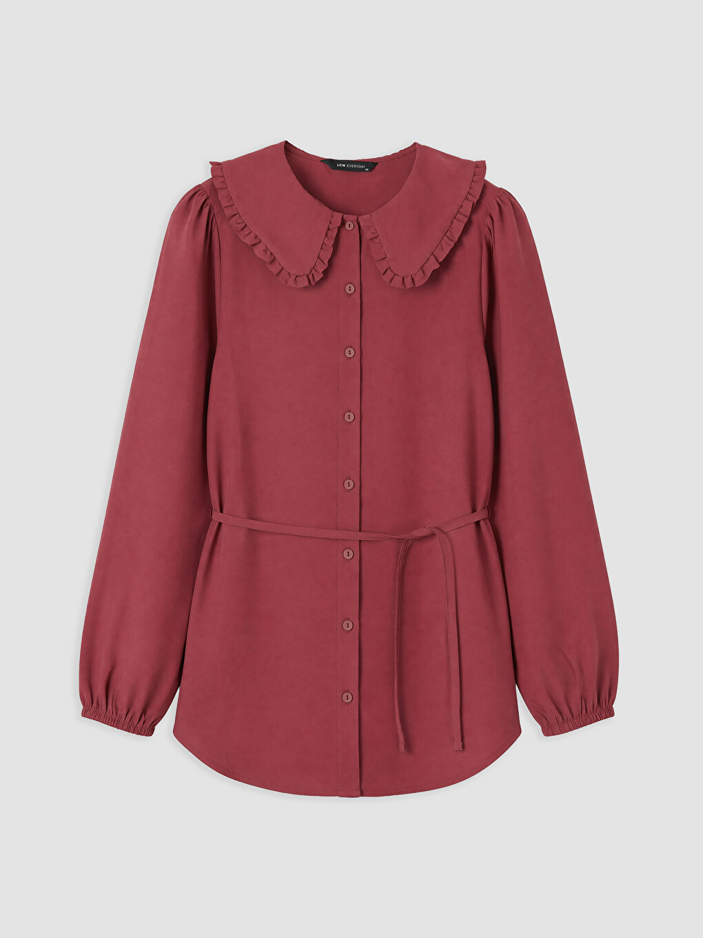 Bordo Bebe Yaka Modal Karışımlı Kadın Gömlek Tunik-4