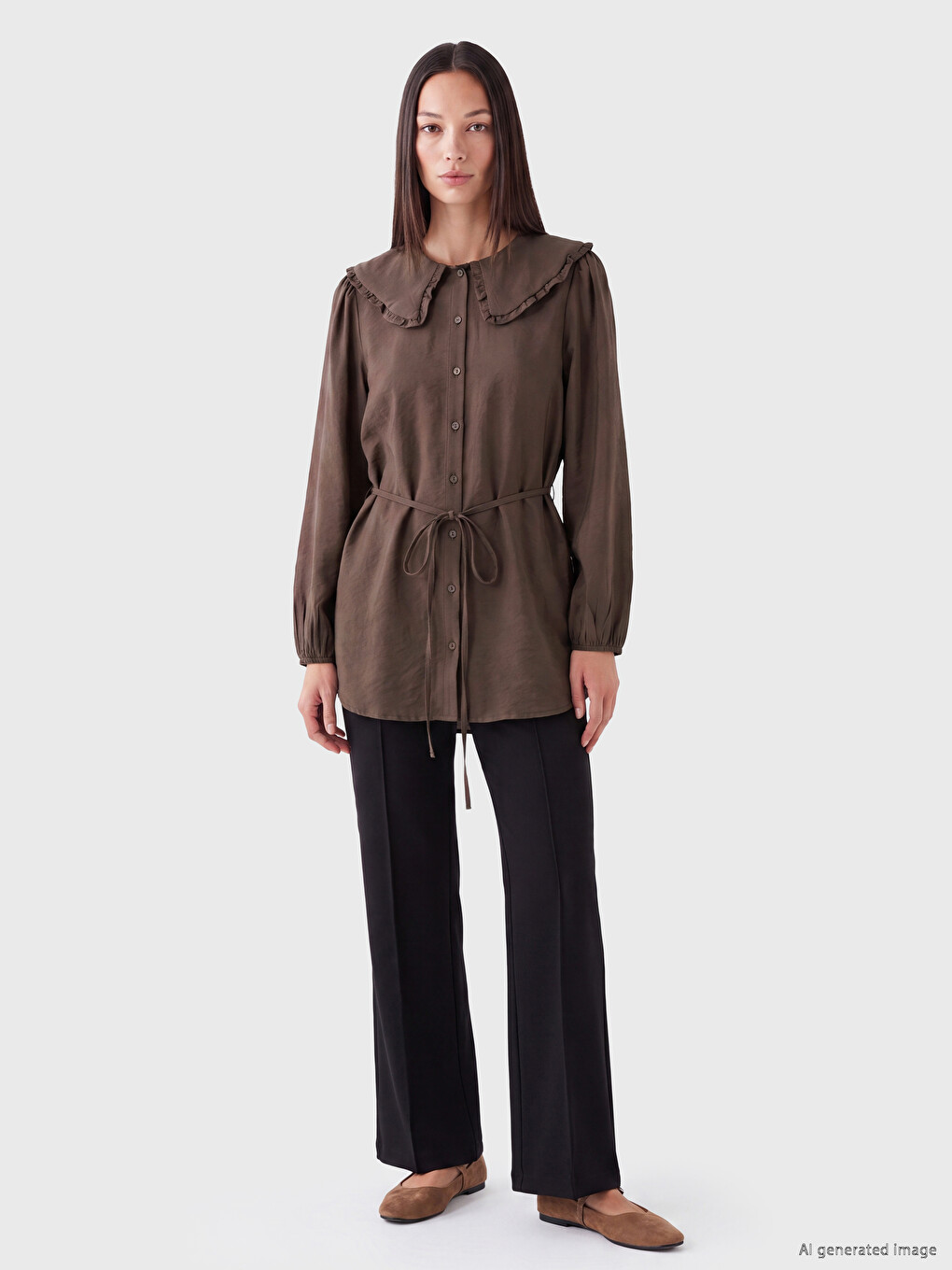 Peter Pan Collar Modal Blended Women's Shirt Tunic-1