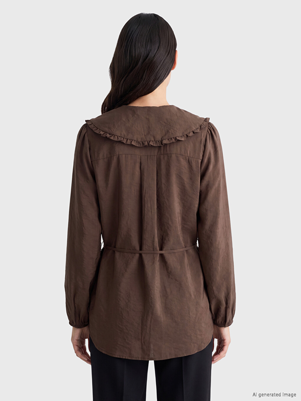 Peter Pan Collar Modal Blended Women's Shirt Tunic-3
