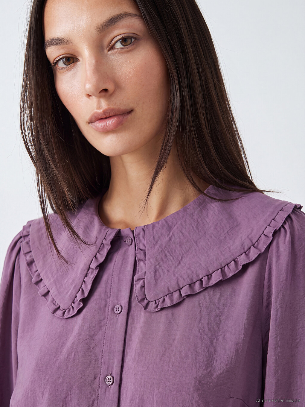 Peter Pan Collar Modal Blended Women's Shirt Tunic-2