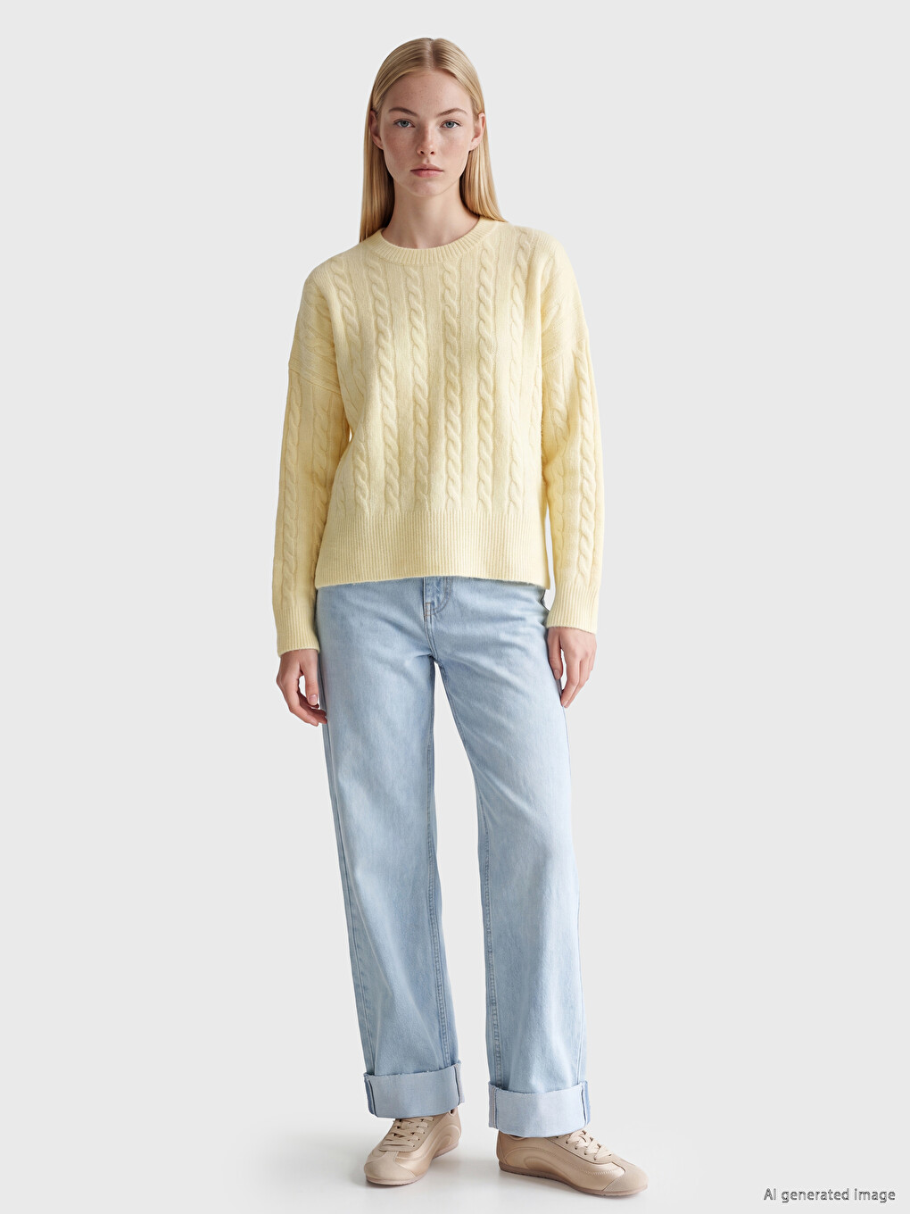Woman Yellow Sweater-1