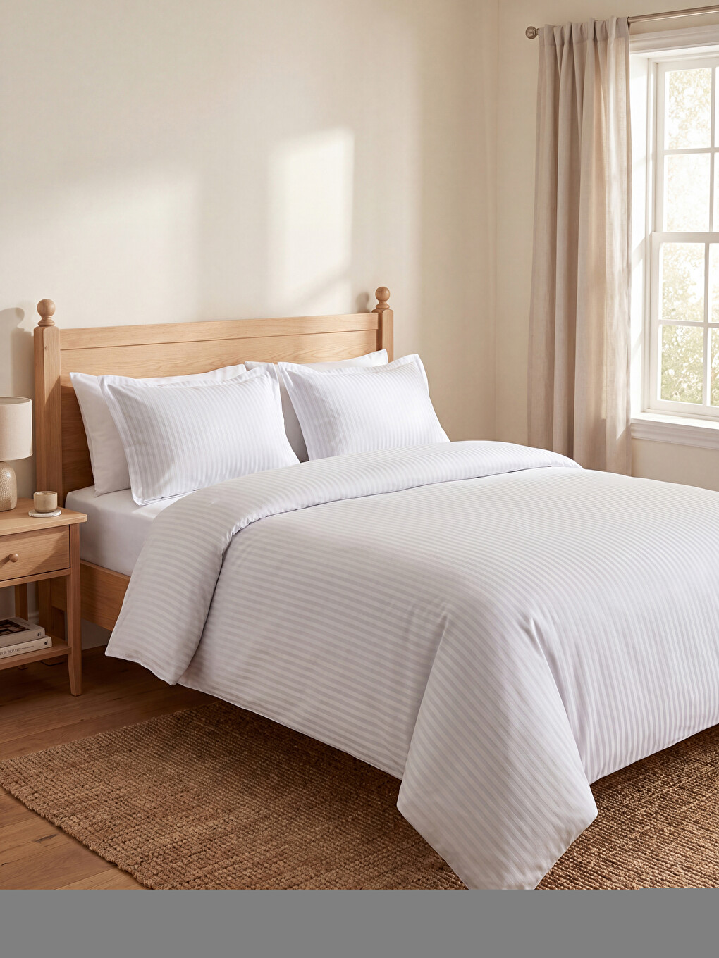 Striped Double Cotton Sateen Duvet Cover Set