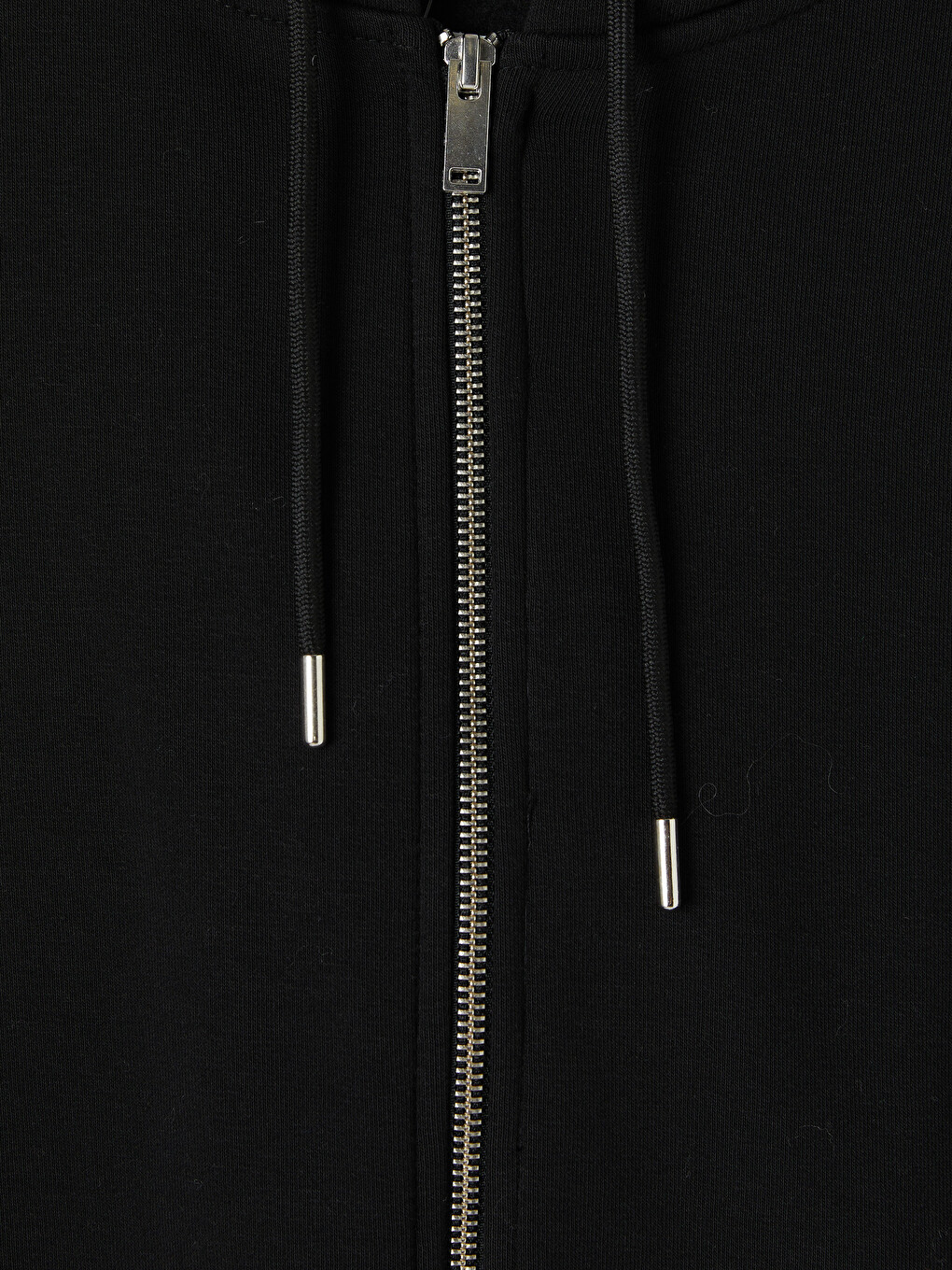 Siyah Kapüşonlu Oversize Kadın Kalın Fermuarlı Sweatshirt-1