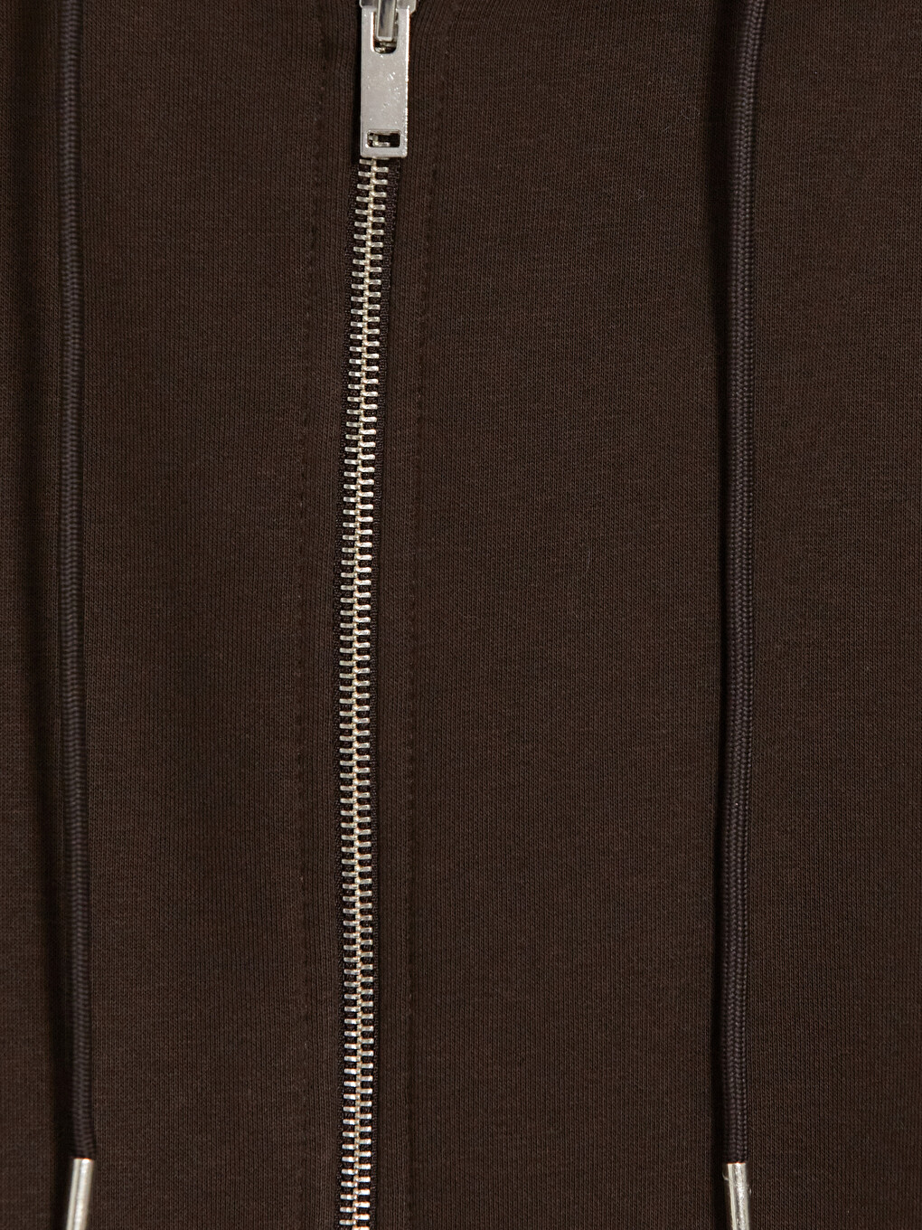 Kahverengi Kapüşonlu Oversize Kadın Kalın Fermuarlı Sweatshirt-1