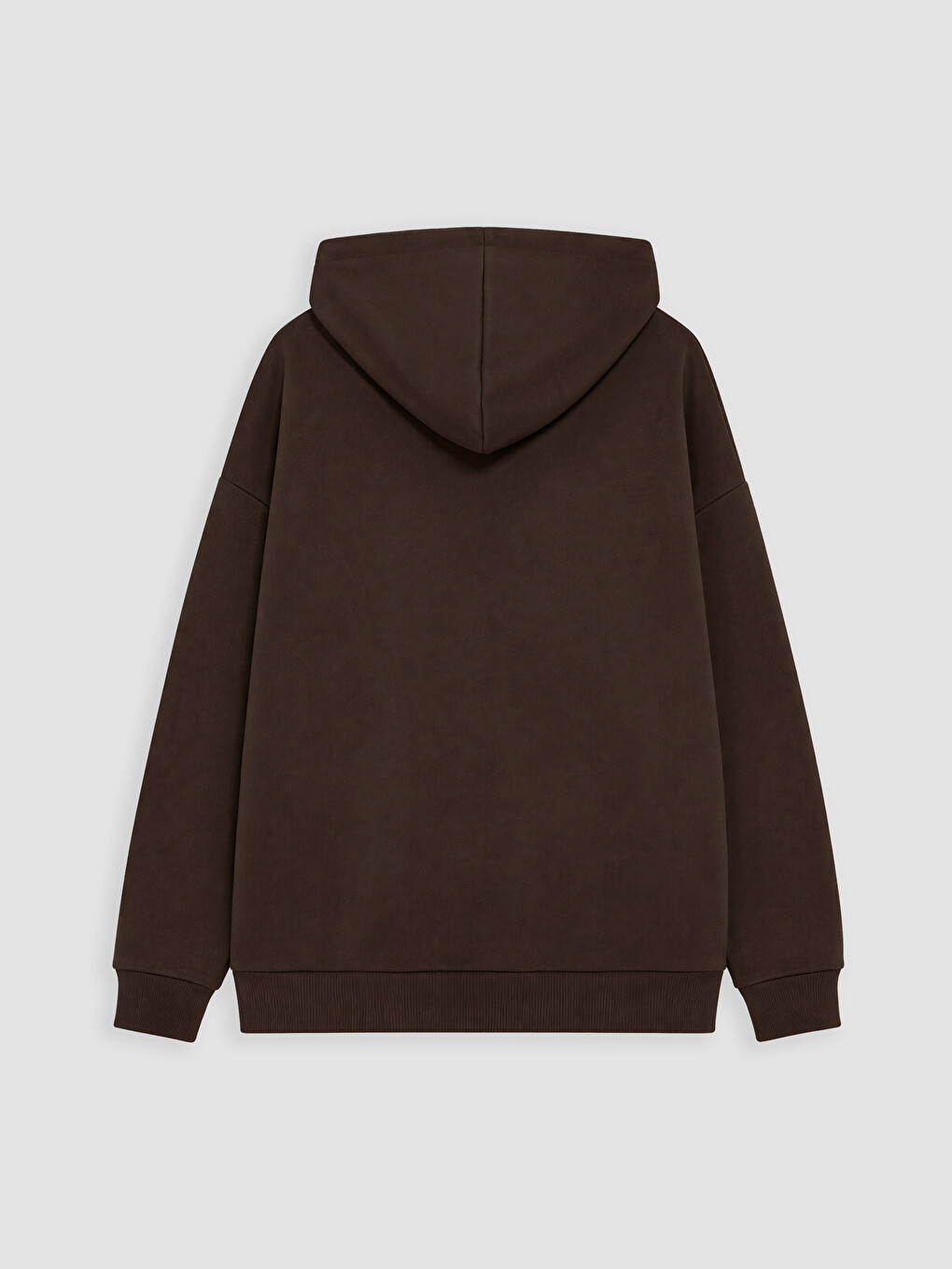 Kahverengi Kapüşonlu Oversize Kadın Kalın Fermuarlı Sweatshirt-2