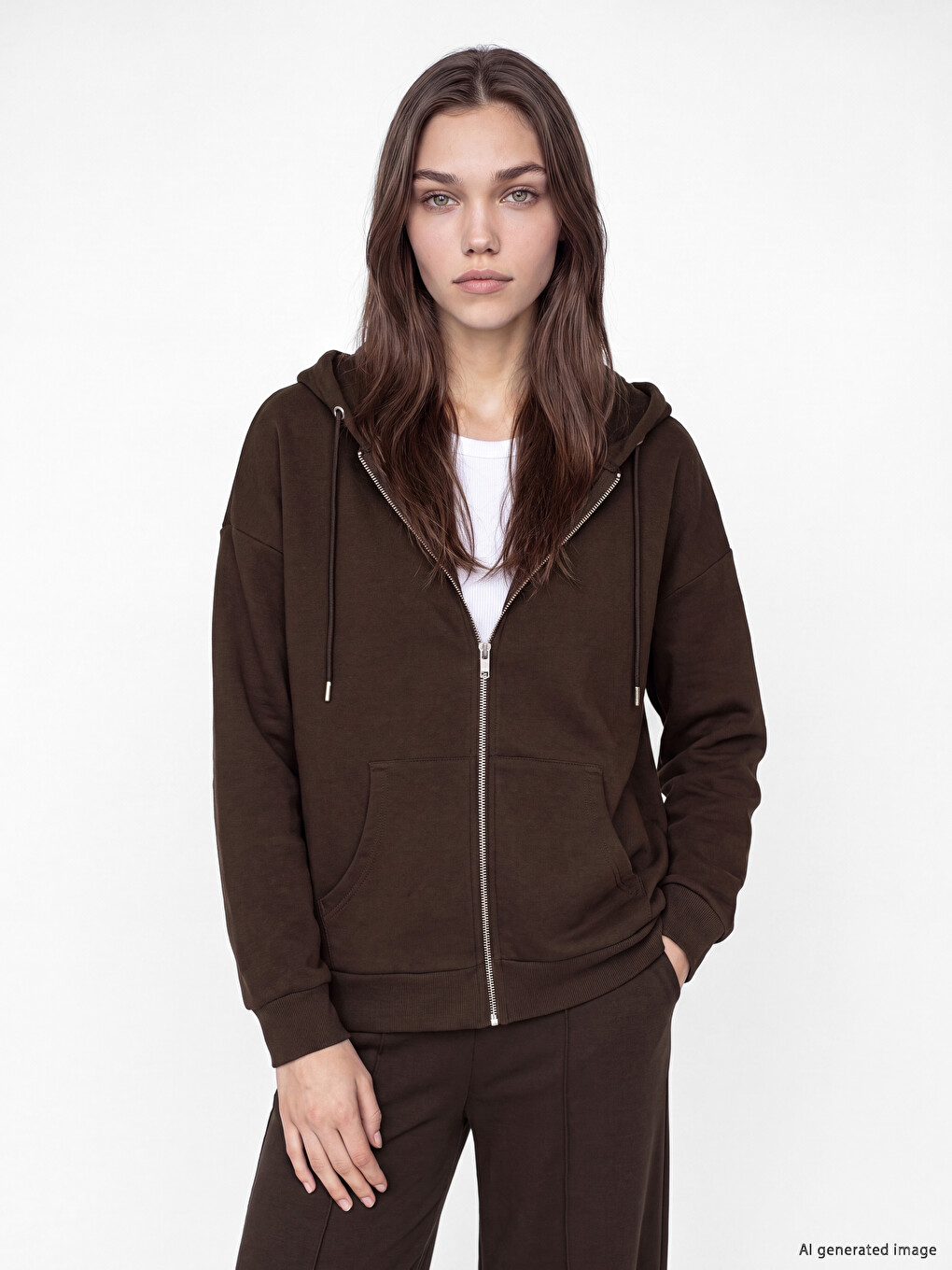 Hooded Oversize Women's Thick Zippered Sweatshirt