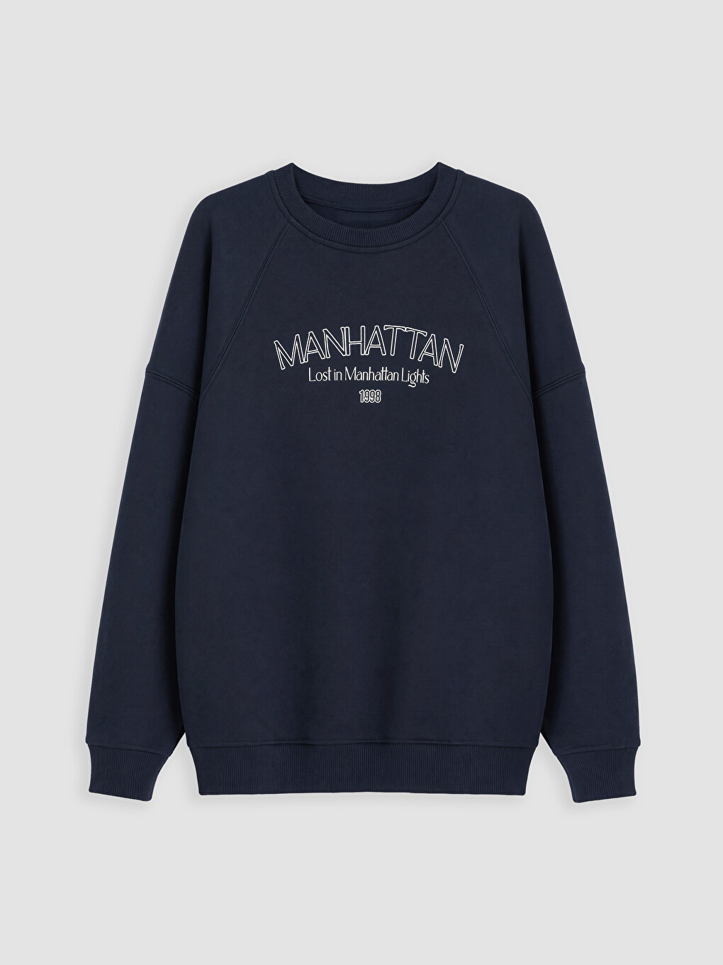 Lacivert Baskılı Oversize Kadın Sweatshirt Tunik