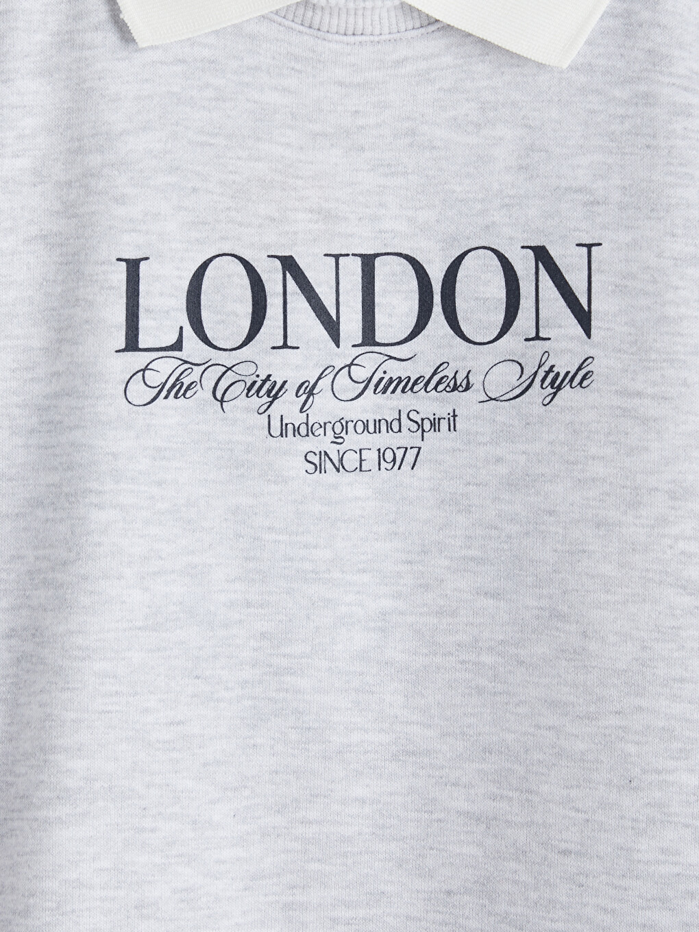 Gri Polo Yaka Oversize Kadın Sweatshirt Tunik-1
