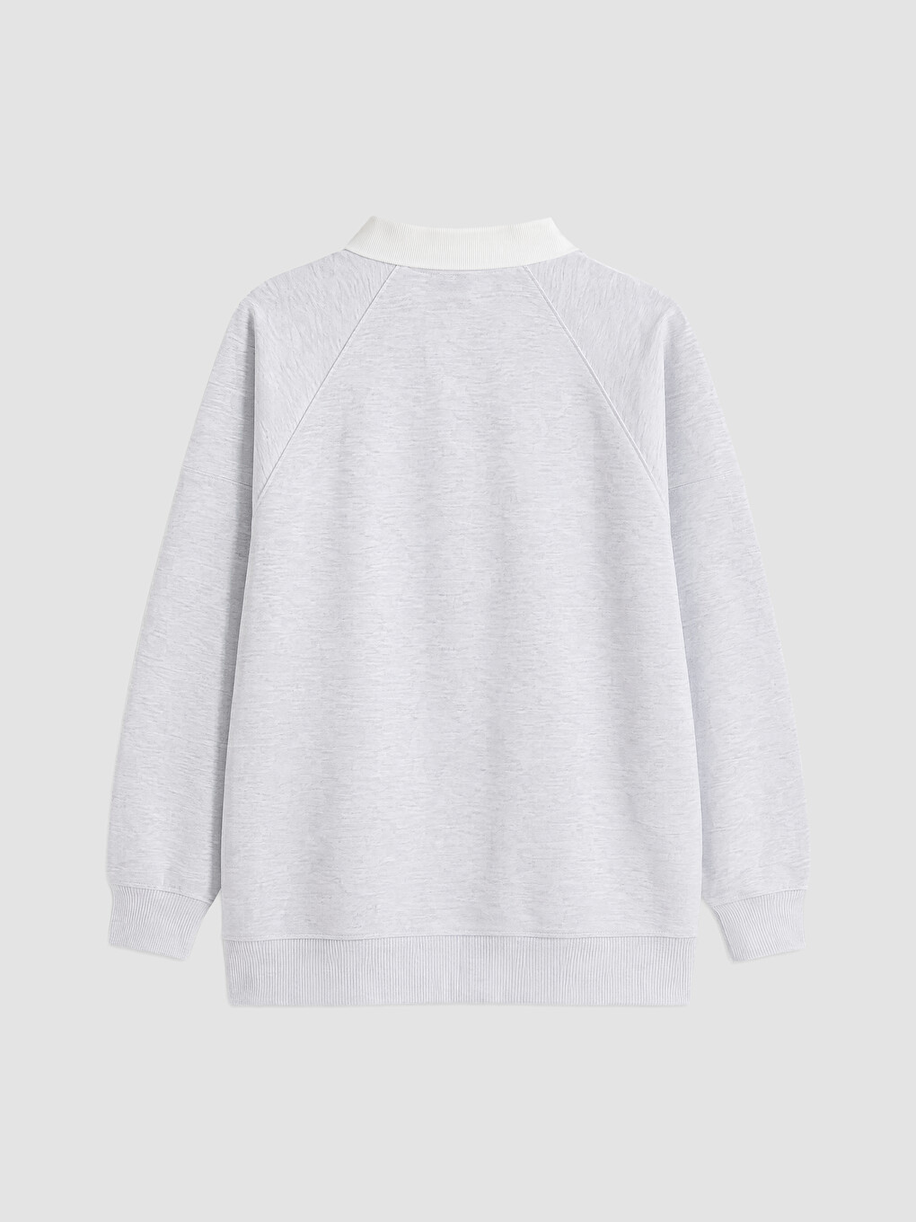 Gri Polo Yaka Oversize Kadın Sweatshirt Tunik-2