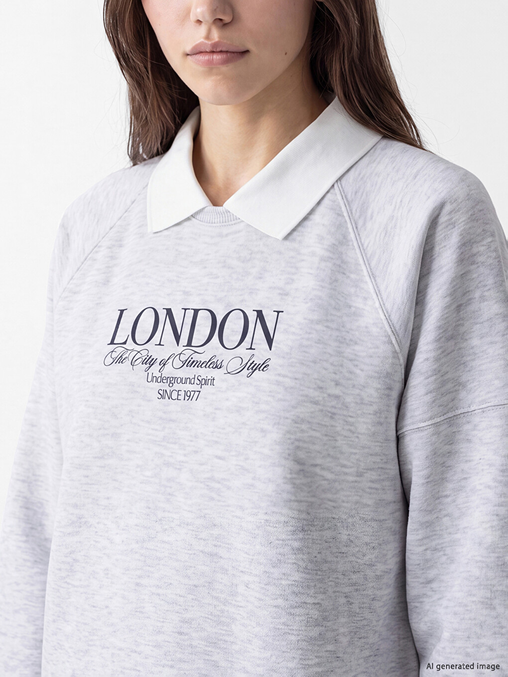 Polo Collar Oversize Women's Sweatshirt Tunic-2