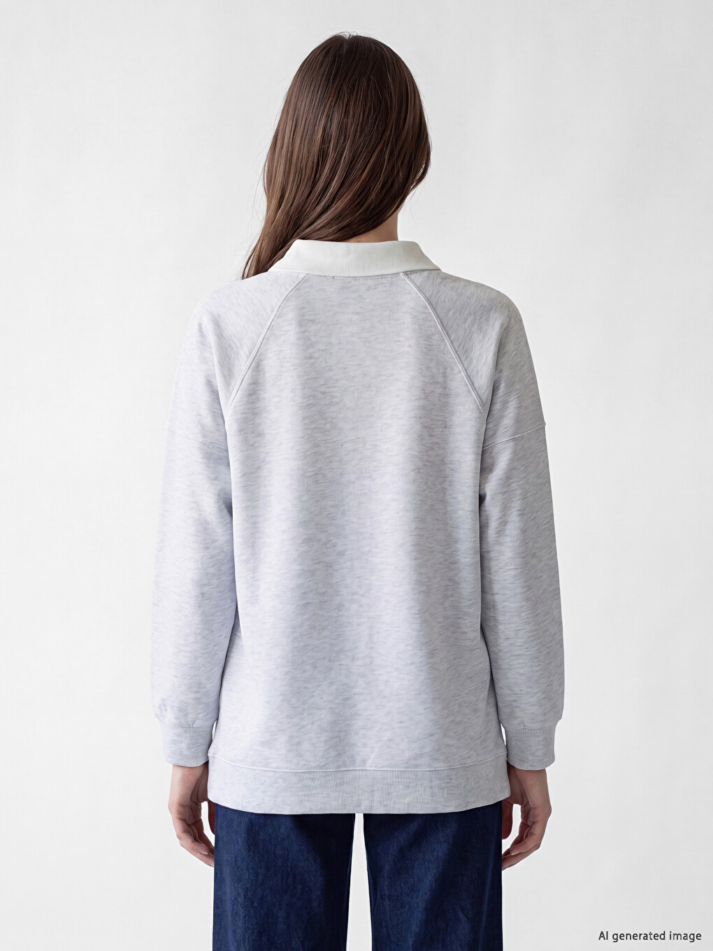 Polo Collar Oversize Women's Sweatshirt Tunic-3