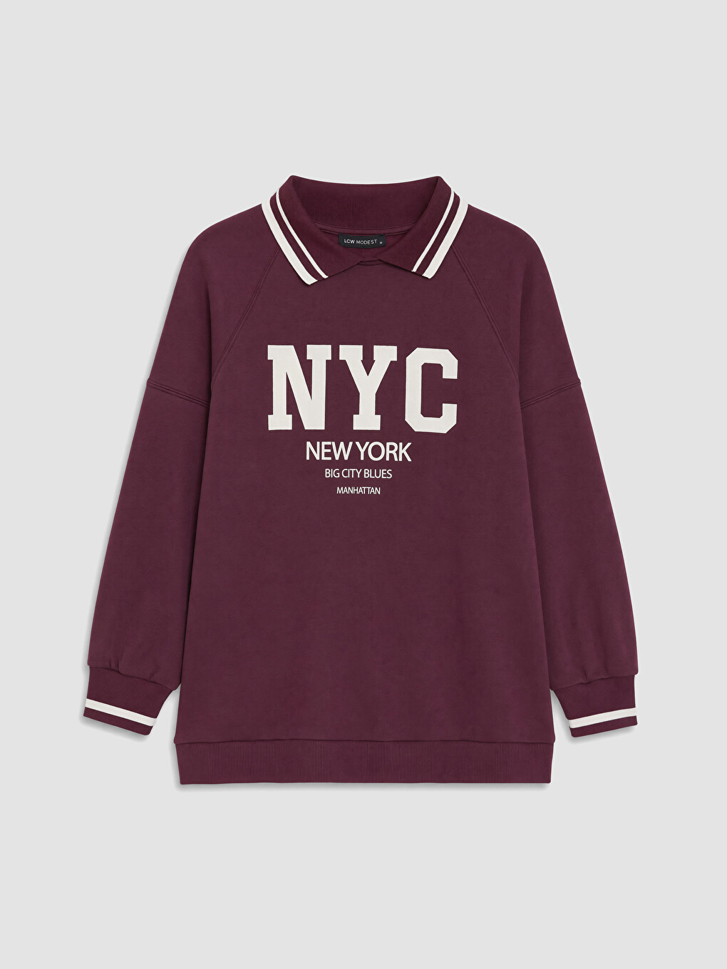 Mürdüm Polo Yaka Oversize Kadın Sweatshirt Tunik