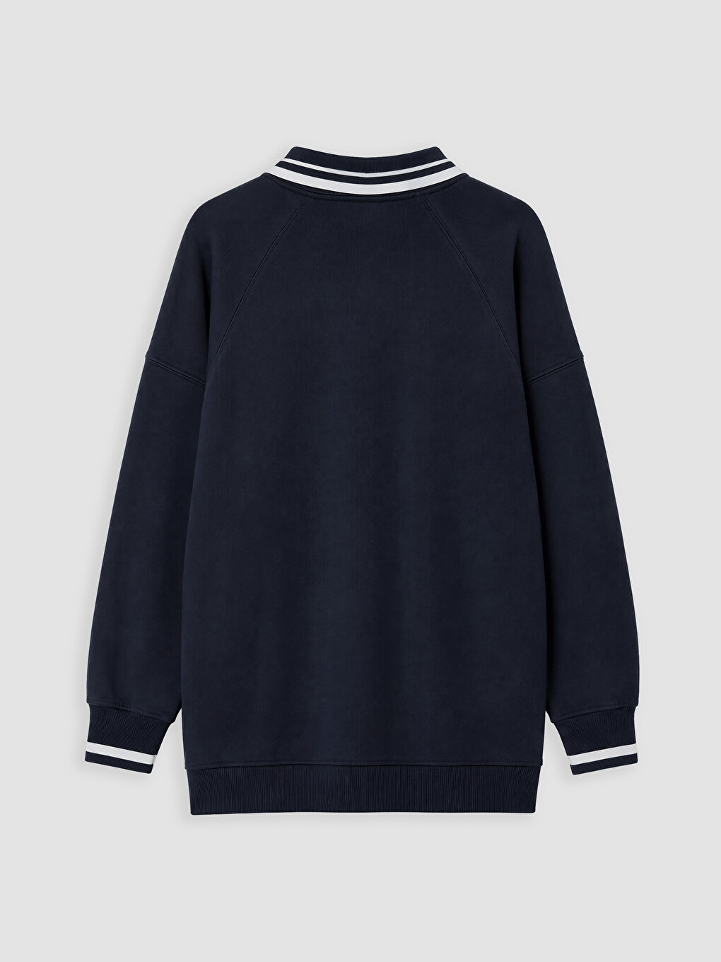 Lacivert Polo Yaka Oversize Kadın Sweatshirt Tunik-2