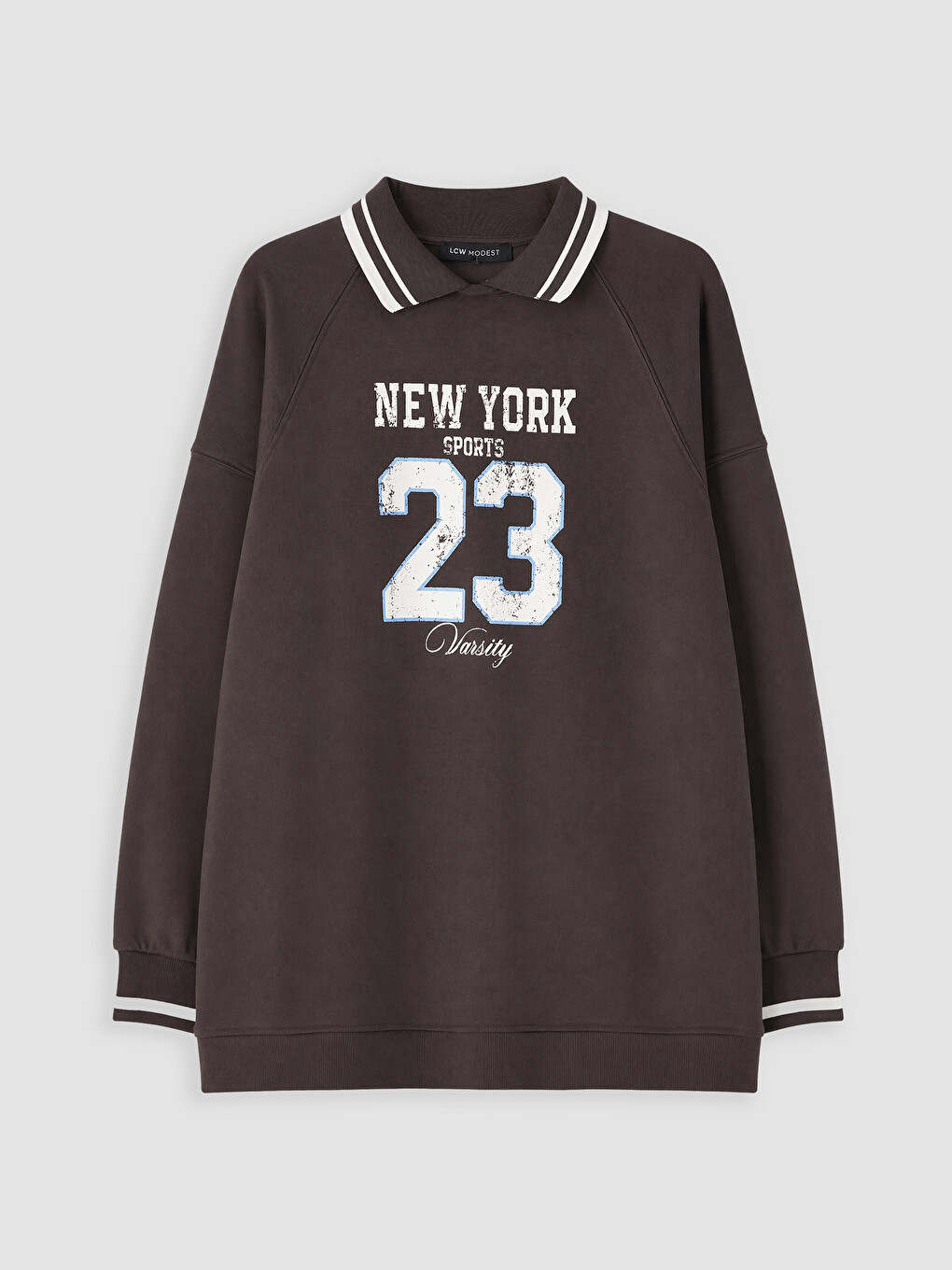 Polo Collar Oversize Women's Sweatshirt Tunic