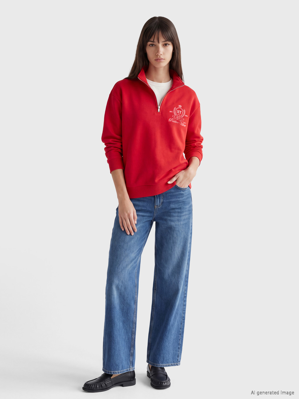 Embroidered Oversize Women's Thick Sweatshirt-1