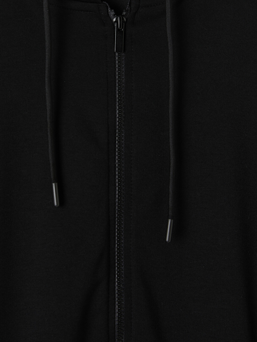 Siyah Kapüşonlu Soft Touch Kadın Fermuarlı Sweatshirt-1