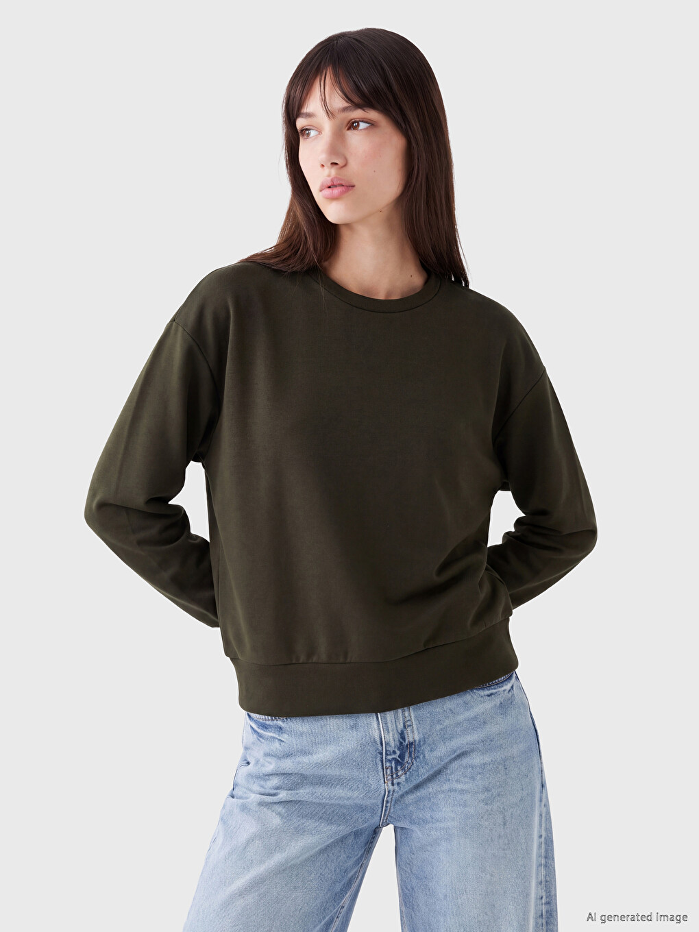 Woman Khaki Sweatshirt-1