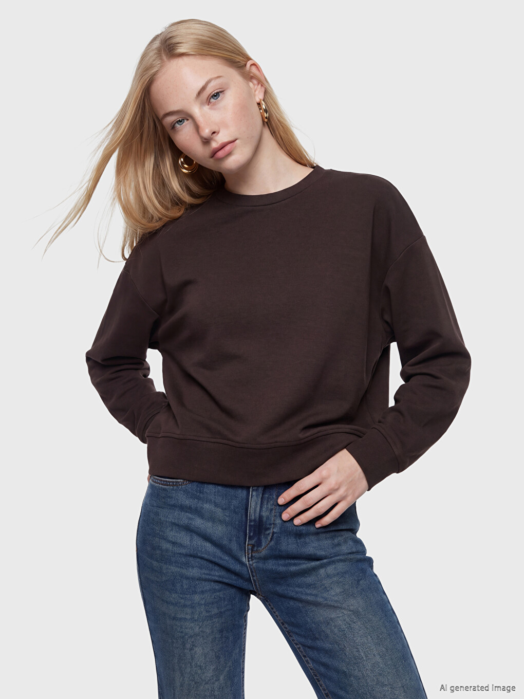 Woman Brown Sweatshirt