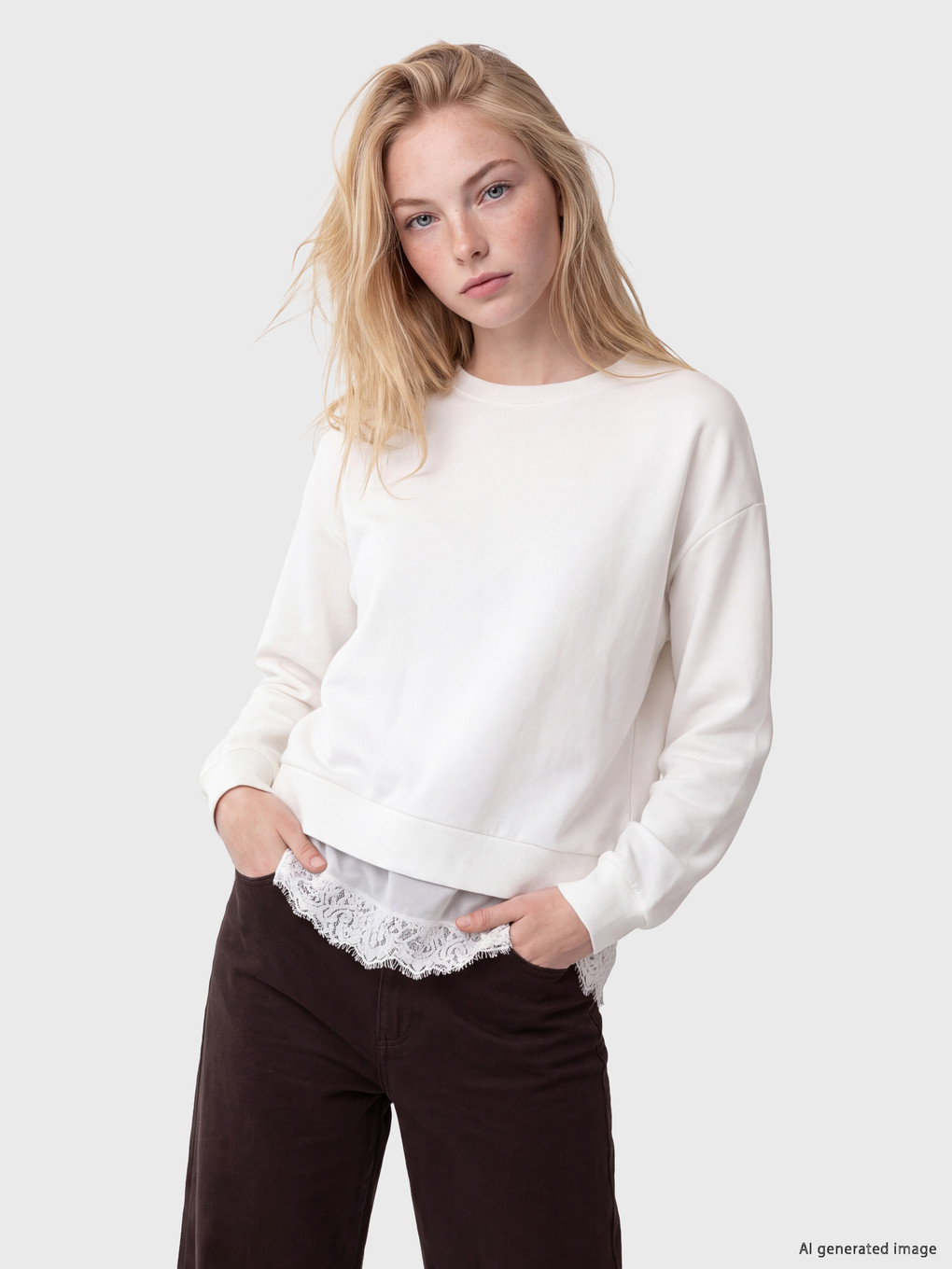 Lace Detailed Women's Thick Sweatshirt