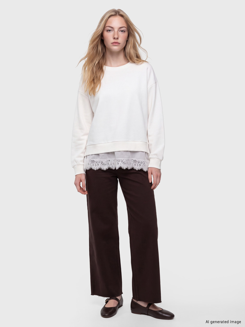 Lace Detailed Women's Thick Sweatshirt-1