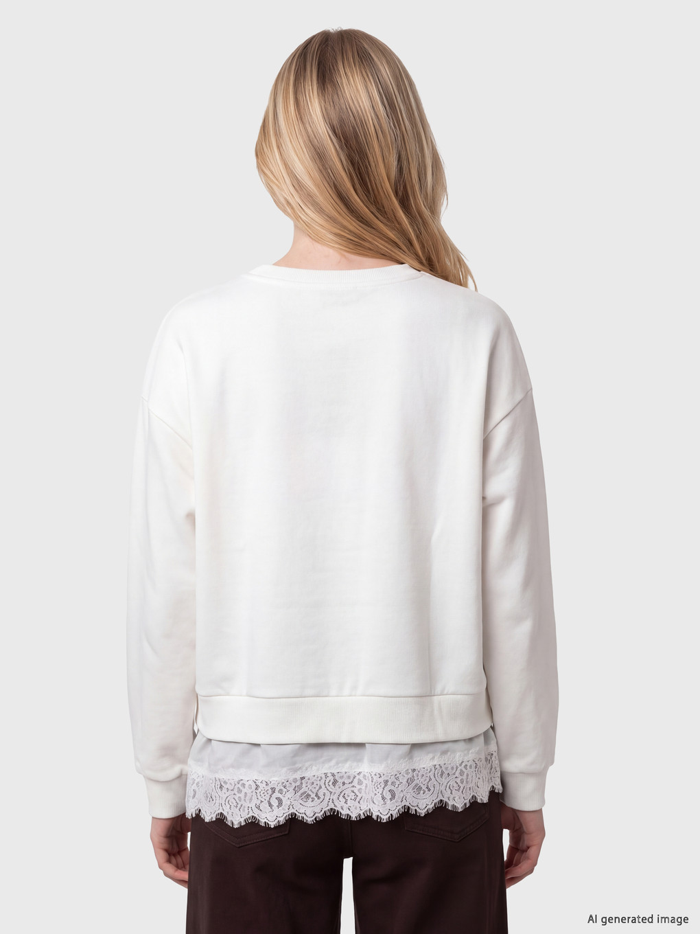 Lace Detailed Women's Thick Sweatshirt-3