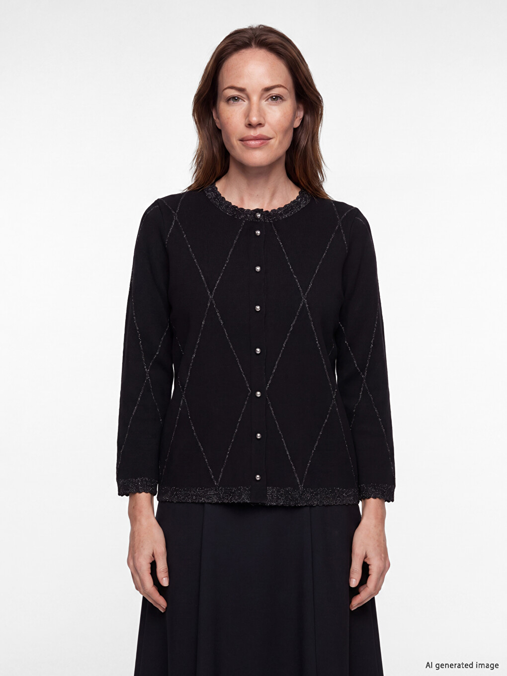 Cardigan Tricotat Pentru Femei Cu Model Baklava