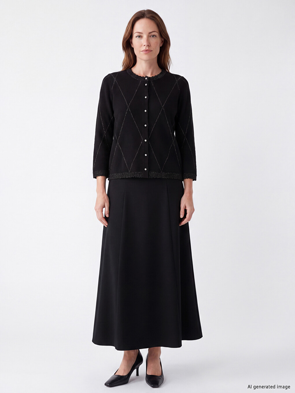 Cardigan Tricotat Pentru Femei Cu Model Baklava-1